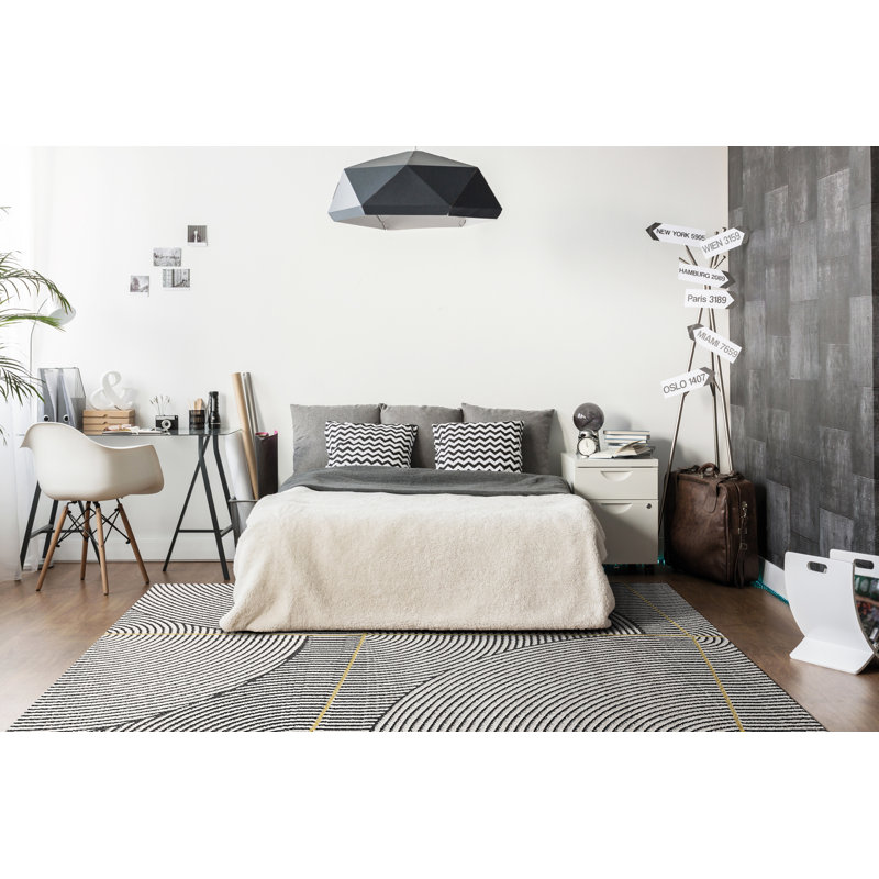 Mercer41 Andrada Ivory/Dark Gray/Gold Rug & Reviews Wayfair